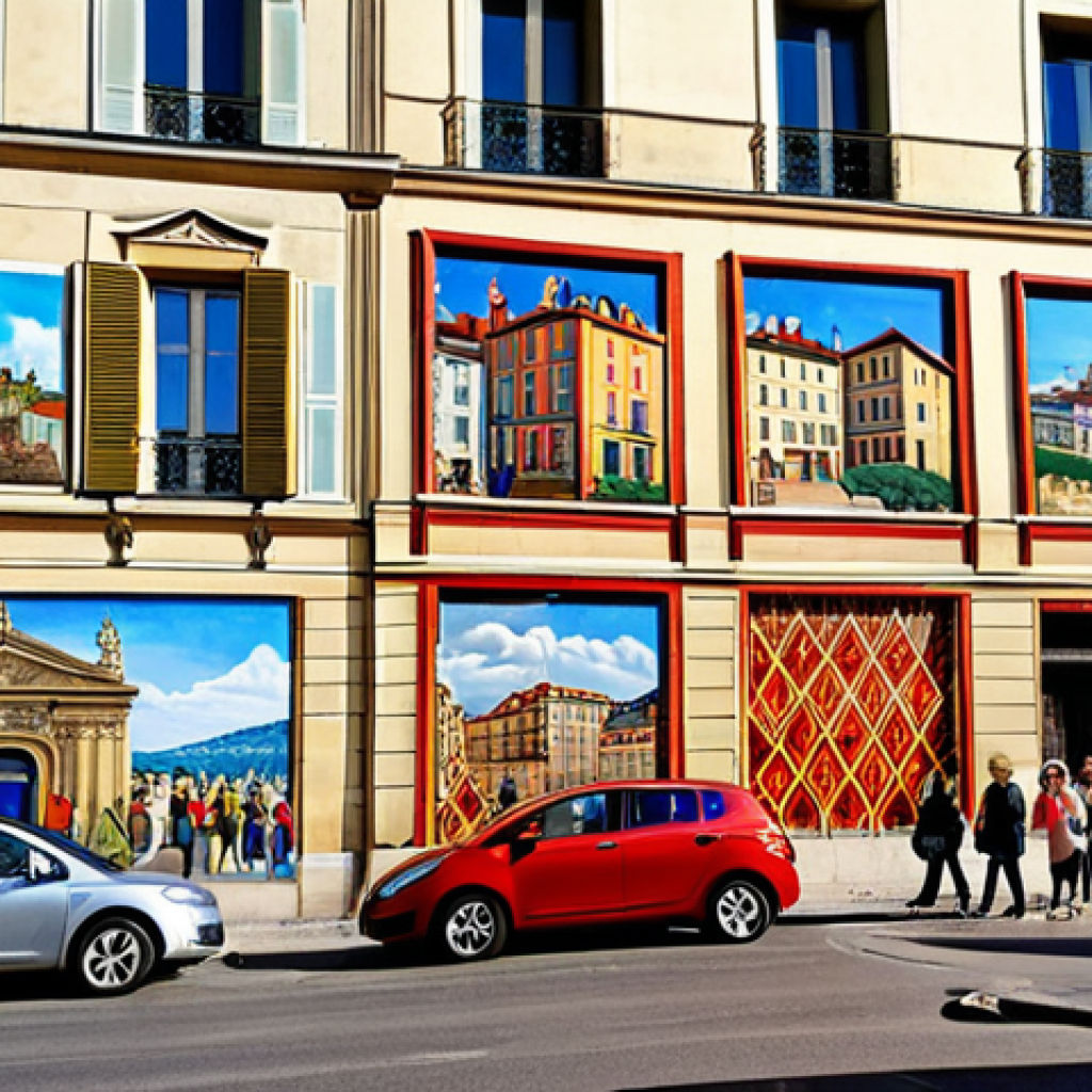 **

"A vibrant mural depicting historical scenes of the Croix-Rousse neighborhood in Lyon, France. The mural incorporates images of silk weaving and daily life from the past. People of diverse ages are admiring the artwork. Daytime, sunny weather. Safe for work, appropriate content, fully clothed, professional art, perfect anatomy, correct proportions, family-friendly setting."

**