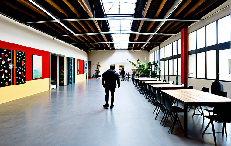 Halle Tropisme - Creative Hub**

"Interior view of the Halle Tropisme in Montpellier, France. Artists, entrepreneurs, and visitors are interacting within the renovated industrial space. The scene includes exposed brick, metal structures, contemporary art installations, and coworking areas. People are fully clothed and engaged in creative activities. Focus on the vibrant and collaborative atmosphere. safe for work, appropriate content, fully clothed, professional, perfect anatomy, natural proportions, high quality."

**