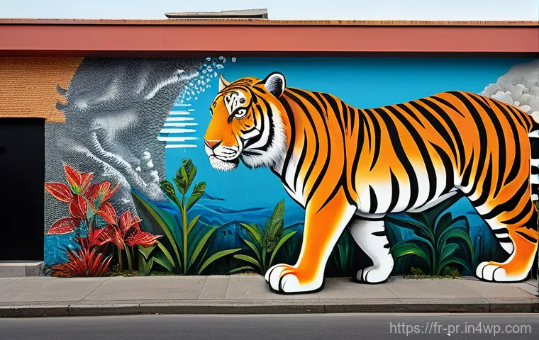 장소 특정적 예술의 사회적 영향 - **Prompt:** A vibrant, large-scale community mural on the side of a revitalized, weathered industria...