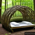 Home 18 장소 특정적 예술 접근의 사례 연구 - A delicate, ephemeral art installation made of interwoven branches forming a fragile shelter in a lu...