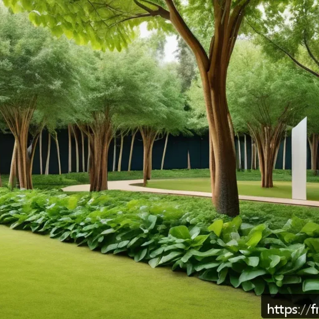 장소 특정적 예술의 국제적 사례 분석 - A site-specific urban art installation in a lush French city park featuring natural materials such a...