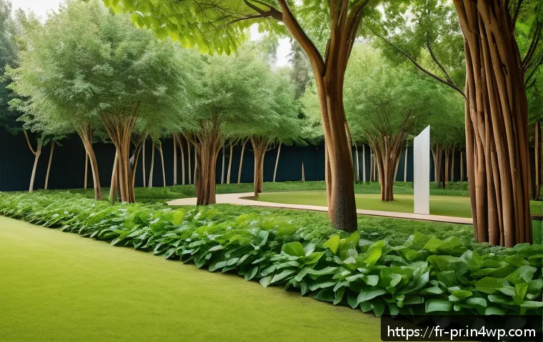 장소 특정적 예술의 국제적 사례 분석 - A site-specific urban art installation in a lush French city park featuring natural materials such a...