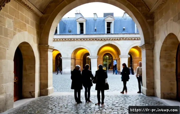 장소 특정적 예술과 다양한 매체의 활용 - Photorealistic site-specific public art installation in a historic Paris courtyard, translucent colo...