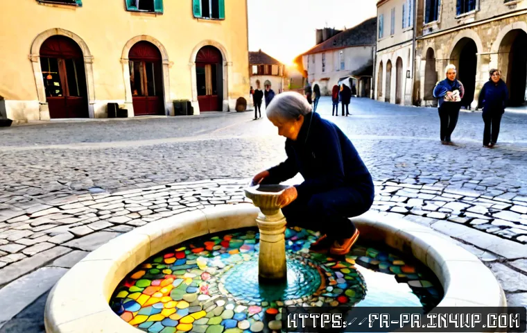 장소 특정적 예술과 커뮤니티 아트의 연결 - Photorealistic wide-angle scene of a site-specific community art installation in a historic French v...