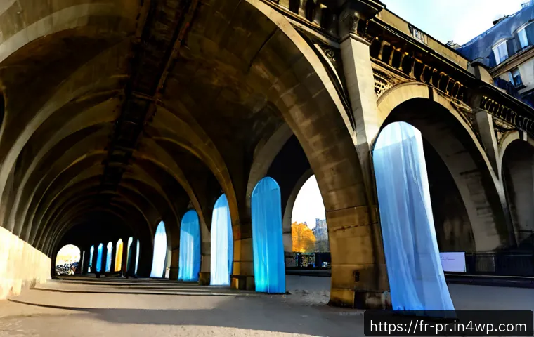 Home 17 장소 특정적 예술의 실험적 접근 - Photorealistic site-specific art installation beneath a historic Paris railway viaduct, translucent ...